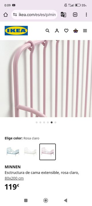 MINNEN Cama extensible+ SOMIER rosa 80x200 IKEA 