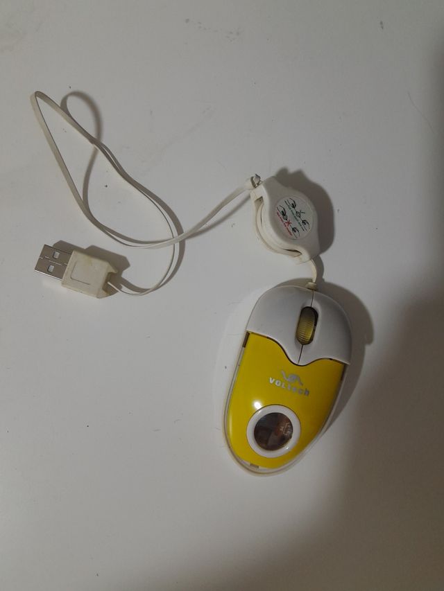 Ratón Voltech USB retráctil amarillo