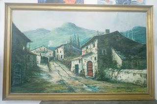 Cuadro al óleo: paisaje rural
