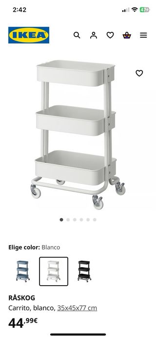 Carrito IKEA RASKOG blanco 35x45x77cm