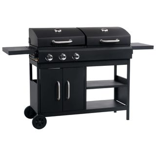vidaXL Barbacoa combinada de gas y carbón con 3 