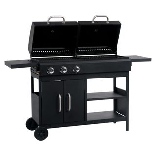 vidaXL Barbacoa combinada de gas y carbón con 3 