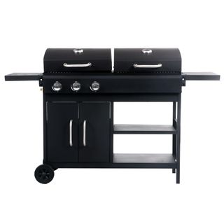 vidaXL Barbacoa combinada de gas y carbón con 3 