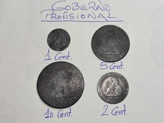 Lote Gobierno Provisional 1, 2, 5, 10 Cts. 1870
