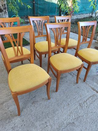 6 sillas de comedor y mesa de pino