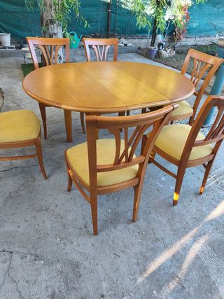 6 sillas de comedor y mesa de pino