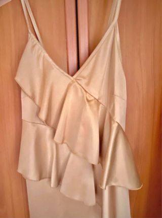 Abito longuette nuovo, beige elegante