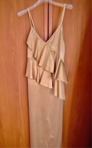 Abito longuette nuovo, beige elegante