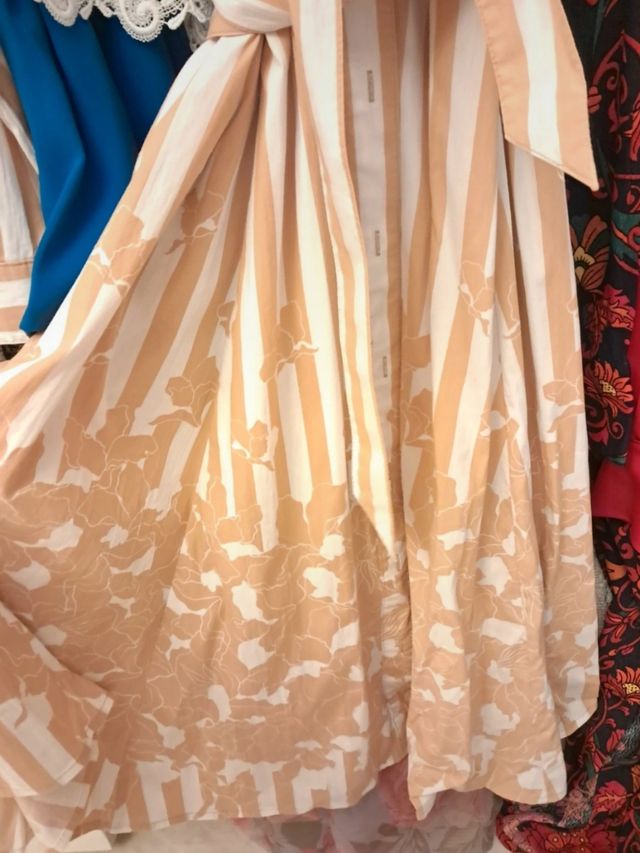 Vestito camicia a righe beige/bianco tg XL.