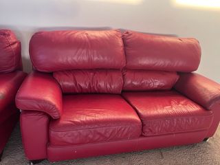 Sofá piel rojo