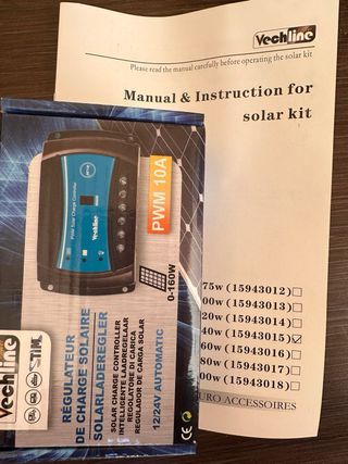 Kit Placa Solar 140W 15A Monocristalino Vechline