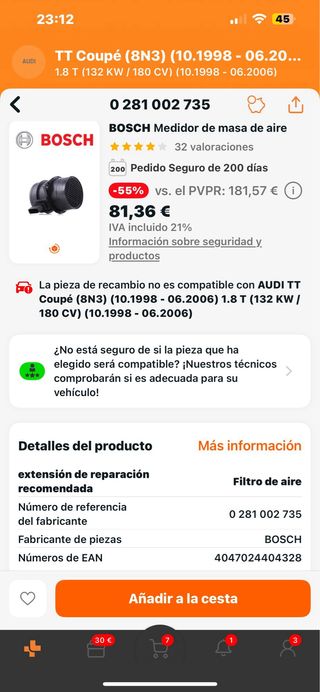 caudalimetro 0281002735 Bosch