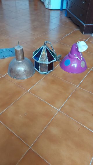 3 lamparas - marrón y rosa