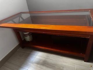 Mesa centro elevable madera cristal

