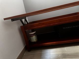 Mesa centro elevable madera cristal
