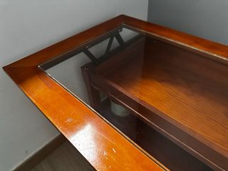 Mesa centro elevable madera cristal
