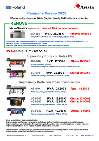 Roland Impresoras/Cortadoras UV y Eco-solvente