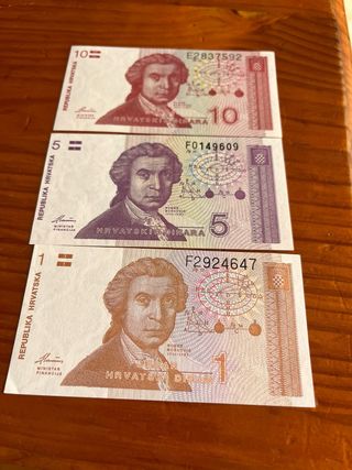 3 Billetes Croacia - Dinar