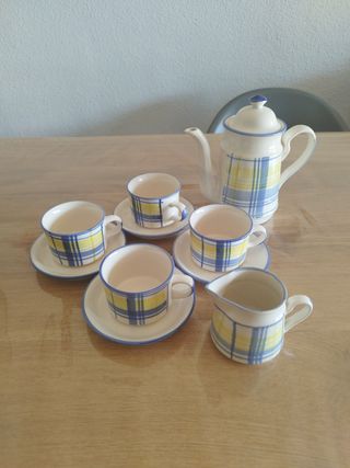 Juego café porcelana azul-blanco