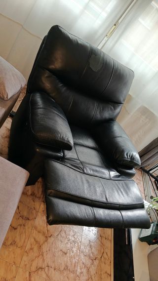 Sillón relax piel negra