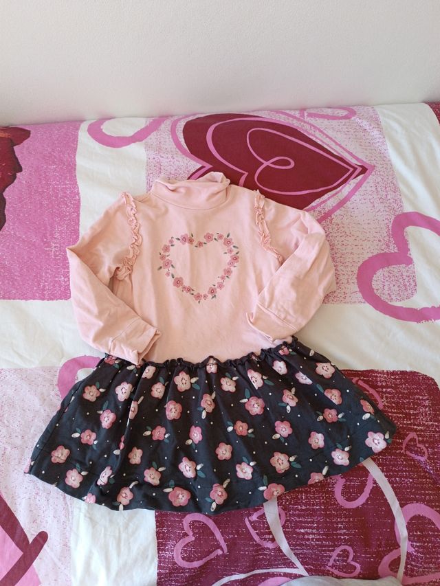 Vestito bimba 2/3 anni - Rosa fiori