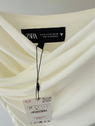 Vestido Zara blanco fruncido