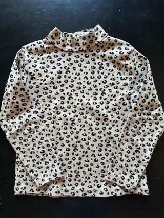 Maglia collo alto bimba, stampa leopardo