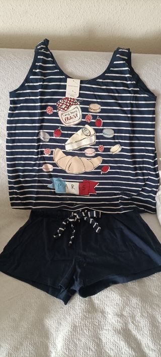 Pijama corto niña - Azul marino