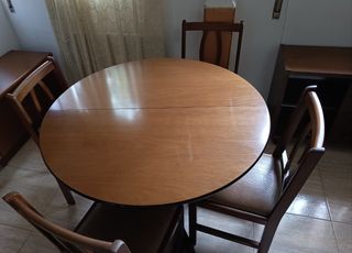Mesa redonda madera + 4 sillas