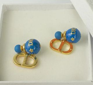Pendientes Dior tribales azul y dorado Mujer Charm