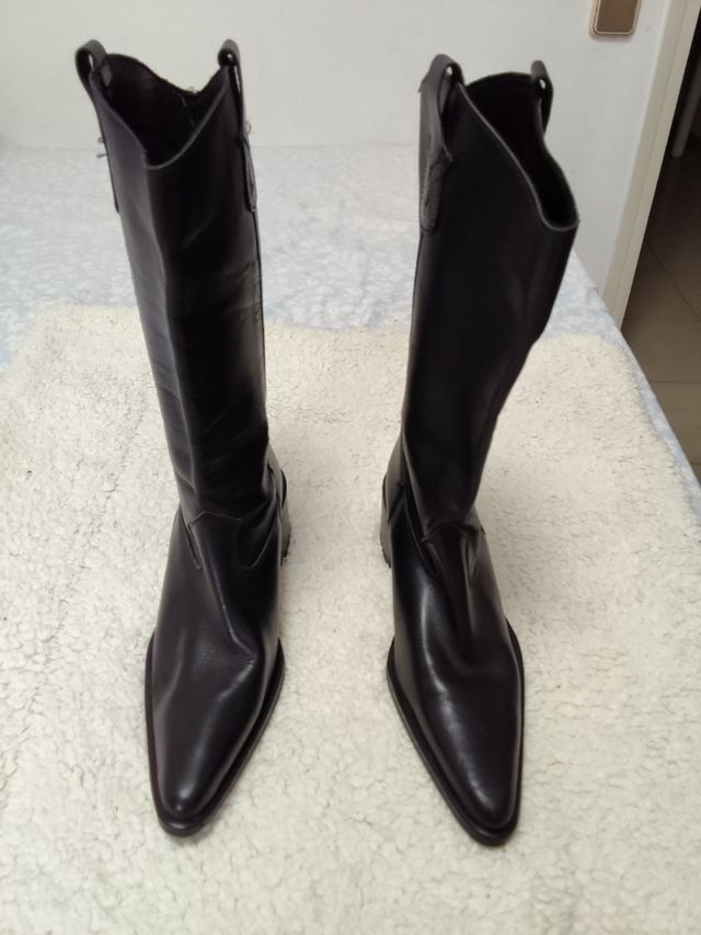 Botines cowboy negros piel mujer
