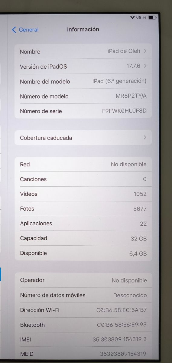 iPad 6ª generación 32GB - WiFi + Celular