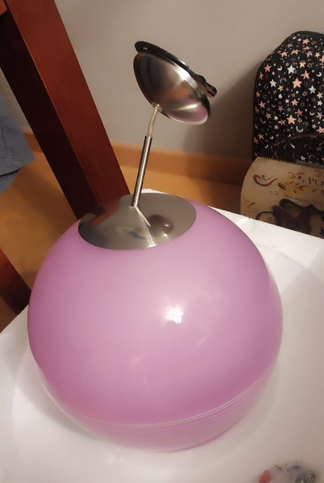 Lámpara techo globo cristal morada