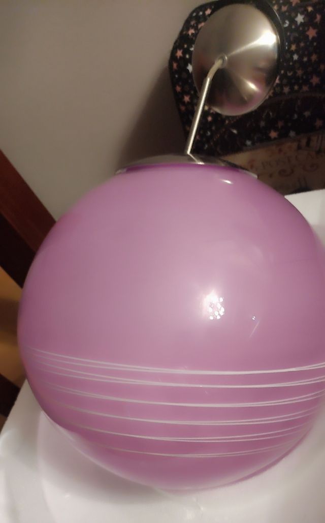 Lámpara techo globo cristal morada
