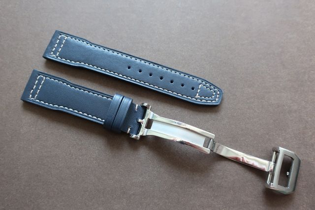 Correa 20mm Piel Azul naranja estilo IWC y Deplo