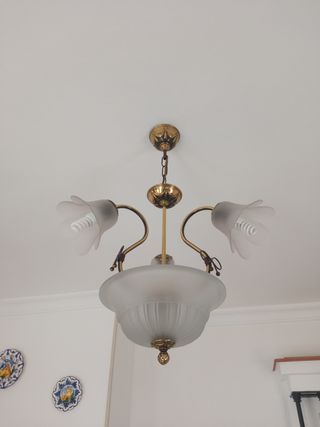 Lampara techo vintage 3 luces,más 2 en el centro.