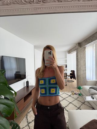 Top crochet Zara multicolor