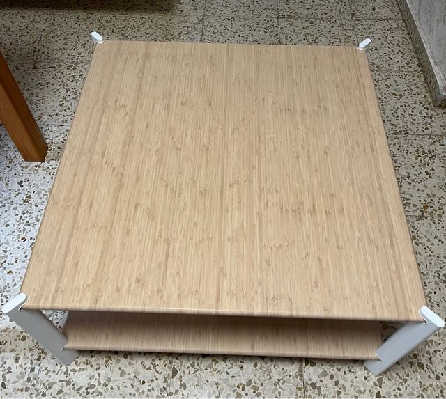 Mesa JÄTTESTA 80x80 cm blanco/bambú