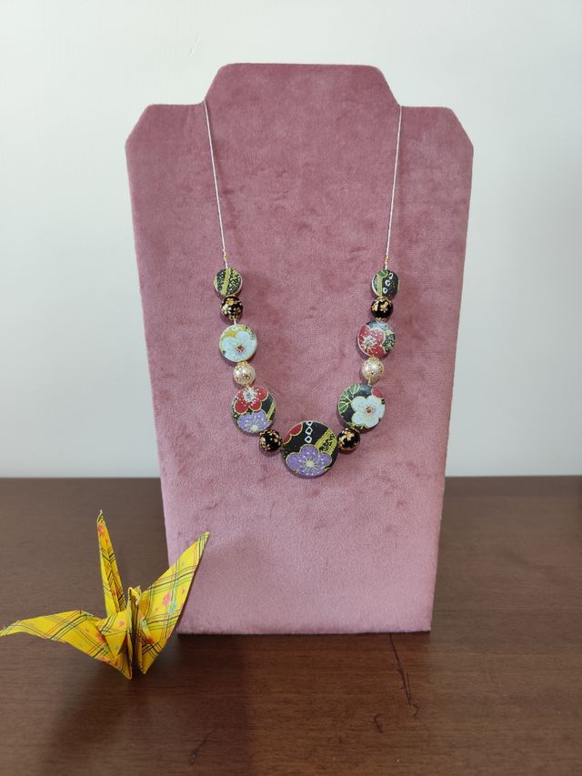 Collana Decoupage carta origami Giapponese