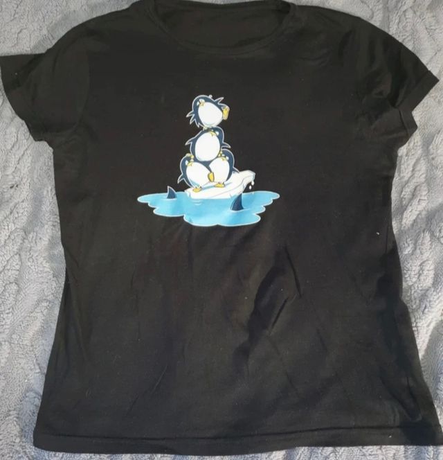 Camiseta manga corta pingüinos - negro S/XS