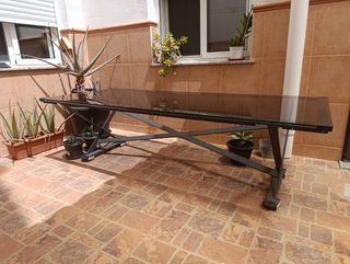 Mesa baja terraza cristal y metal