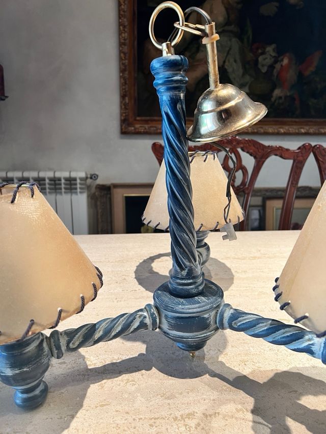 Lampara techo 3 brazos azul