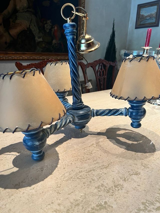 Lampara techo 3 brazos azul