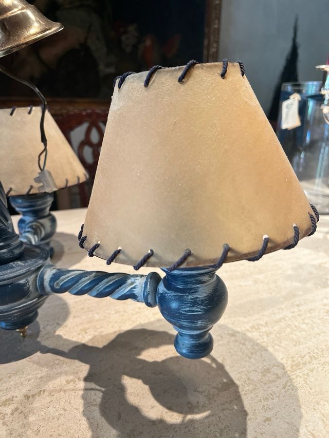 Lampara techo 3 brazos azul