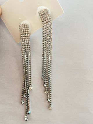 Pendientes largos plata brillantes