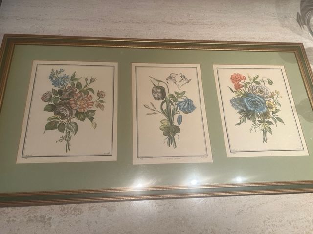 Tríptico flores - Cuadro enmarcado