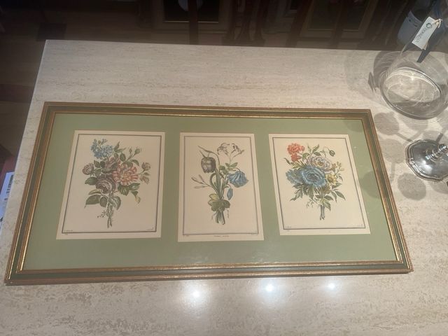 Tríptico flores - Cuadro enmarcado