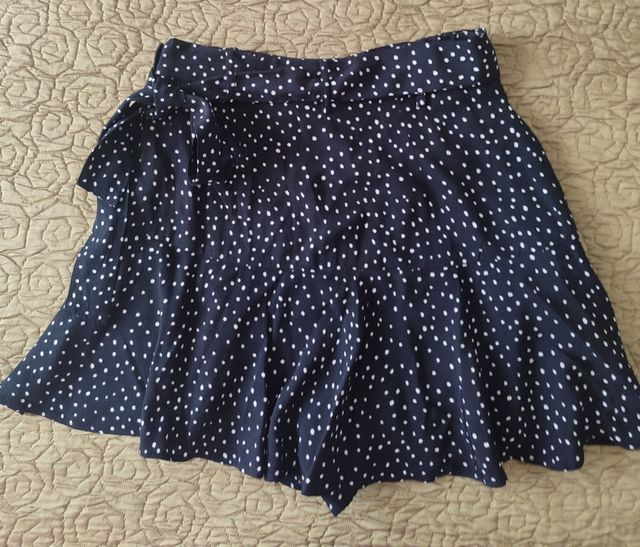 Falda pantalón lunares - negra y blanca