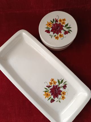 Cajita y bandeja vintage | Flores
