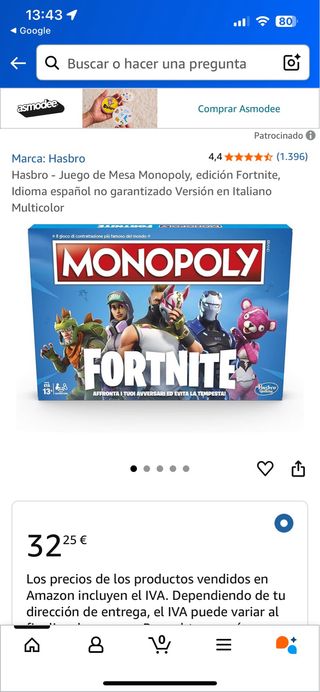Monopoly Fortnite Hasbro